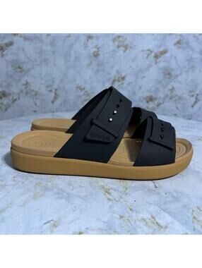 Crocs Brooklyn Buckle Women's Size 7 Shoes Black Comfort Wedge Platform Sandals